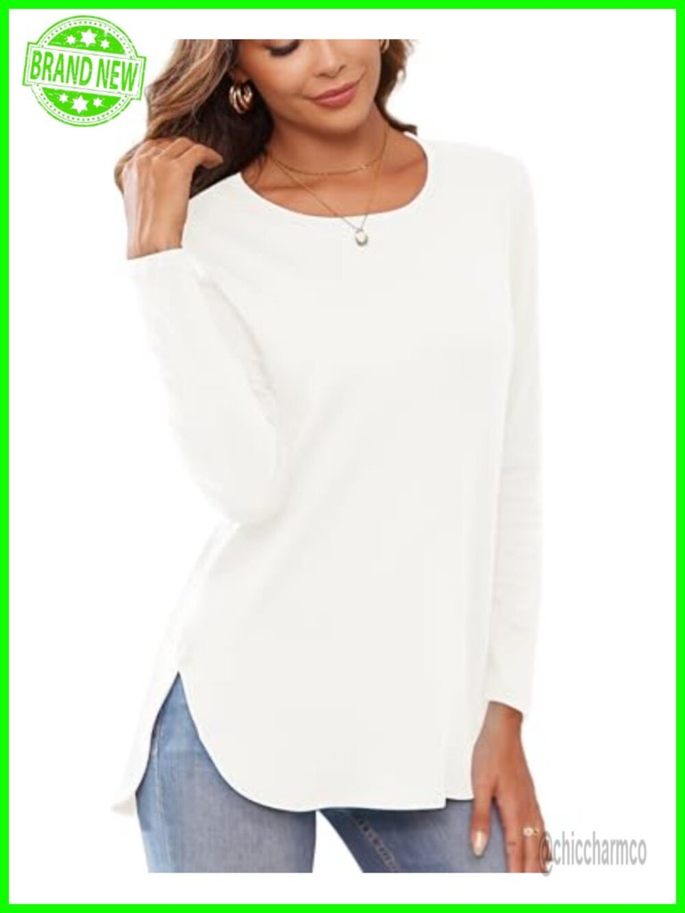 Herou Women Long Sleeve Tunic Top Side Split Loose Pullover Comfortable